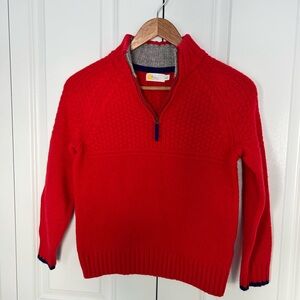 Boden Boys Red Wool  Blend Sweater Collared Half Zip Long Sleeve Size 8-9 Years